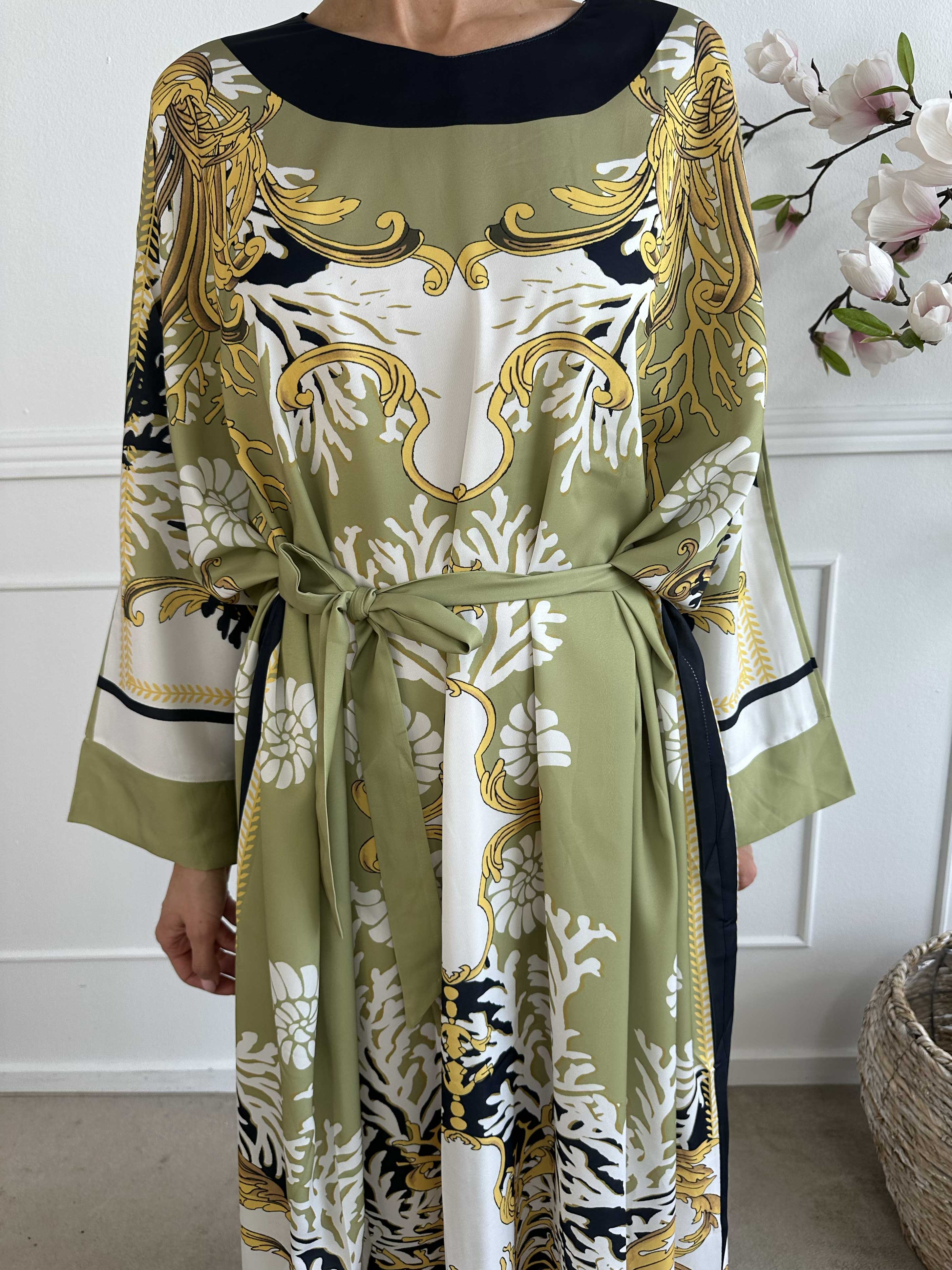 Goddess Dress - Lång mönstrad tunikaklänning med knytband